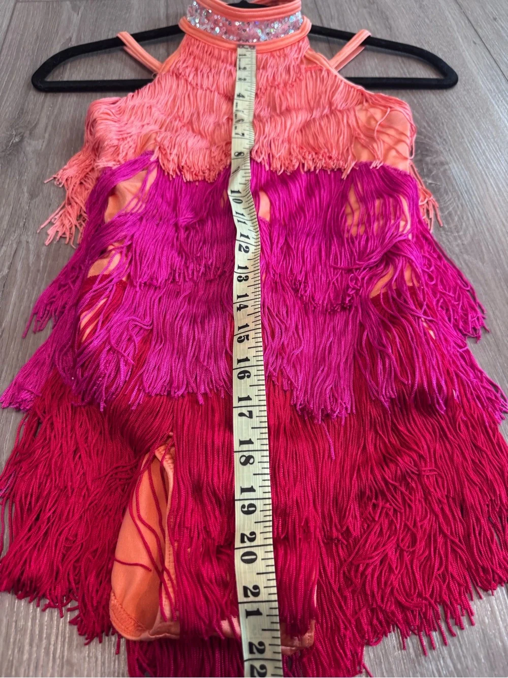 Weissman Pink and Coral Fringe Dance Costume